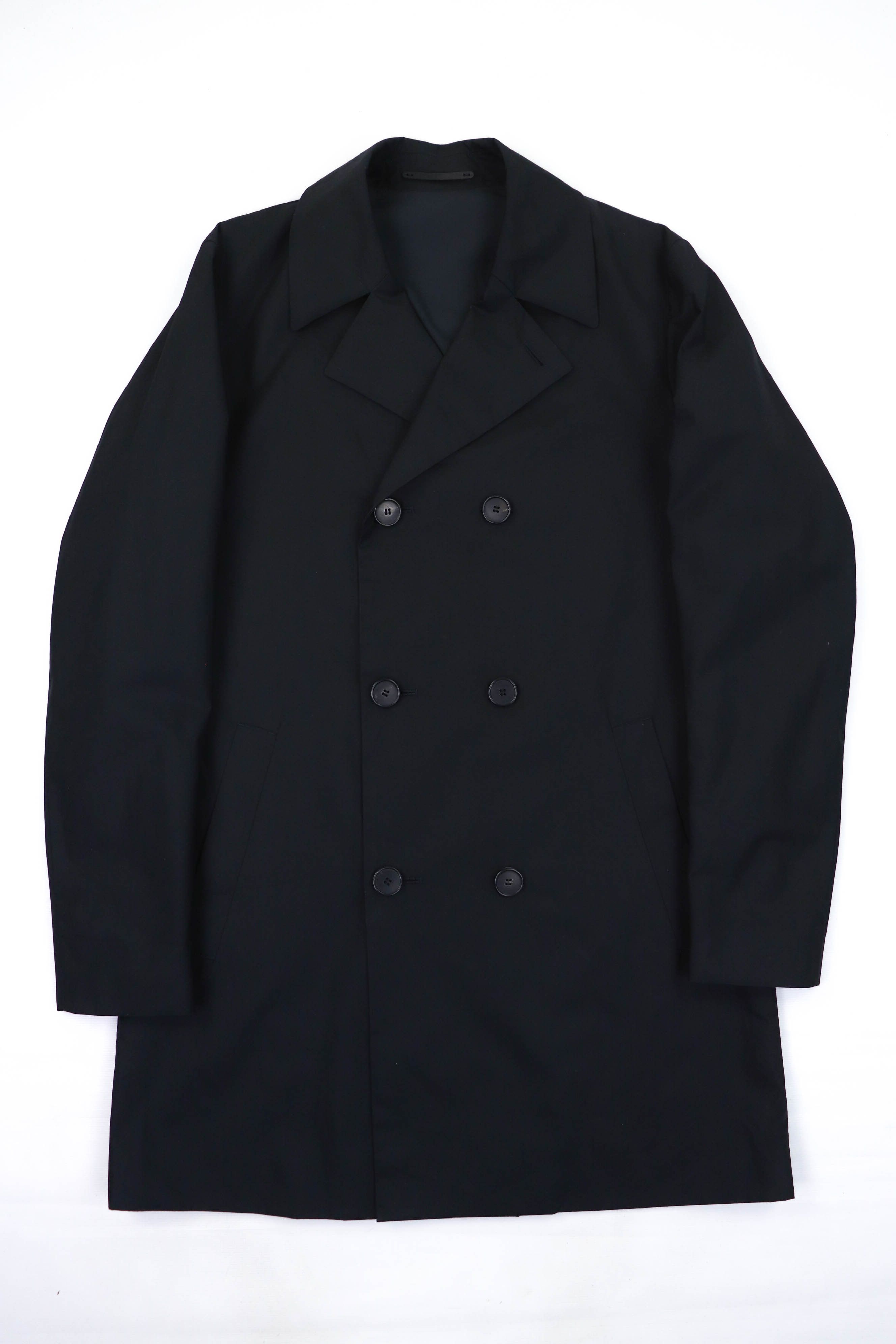 Cos COS Charcoal Black Tech Cotton Double Breasted Mac Coat Size US M / EU 48-50 / 2 - 1 Thumbnail