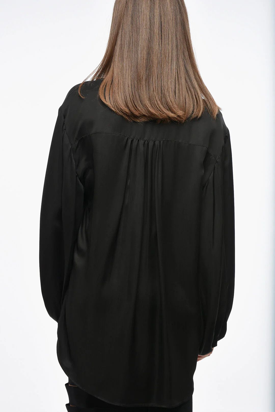 KHAITE og1mm0426 Oversized Asymmetric Blouse in Black Size S / US 4 / IT 40 - 2 Thumbnail