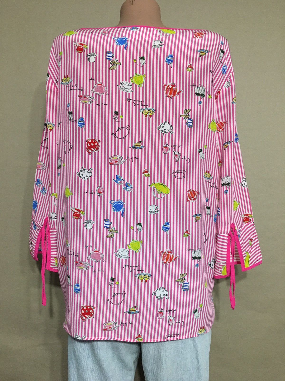 Other MARC CAIN Pink Strip Silk Blouse Tea Design Size 5 EU42 UK16 Size XL / US 12-14 / IT 48-50 - 4 Thumbnail