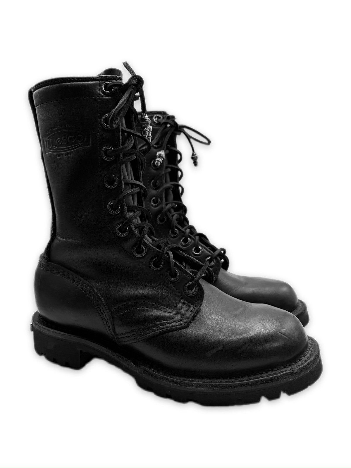 Chrome Hearts Chrome Hearts x Wesco Stomper Black Leather Hi-top Dagger Boots Size US 5.5 / EU 38 - 1 Thumbnail