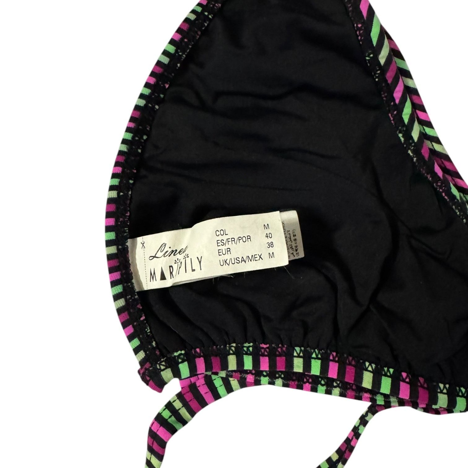 Linea Bikini Top by Linea Maripily Pink and Green Stripes Medium Size ONE SIZE - 2 Thumbnail