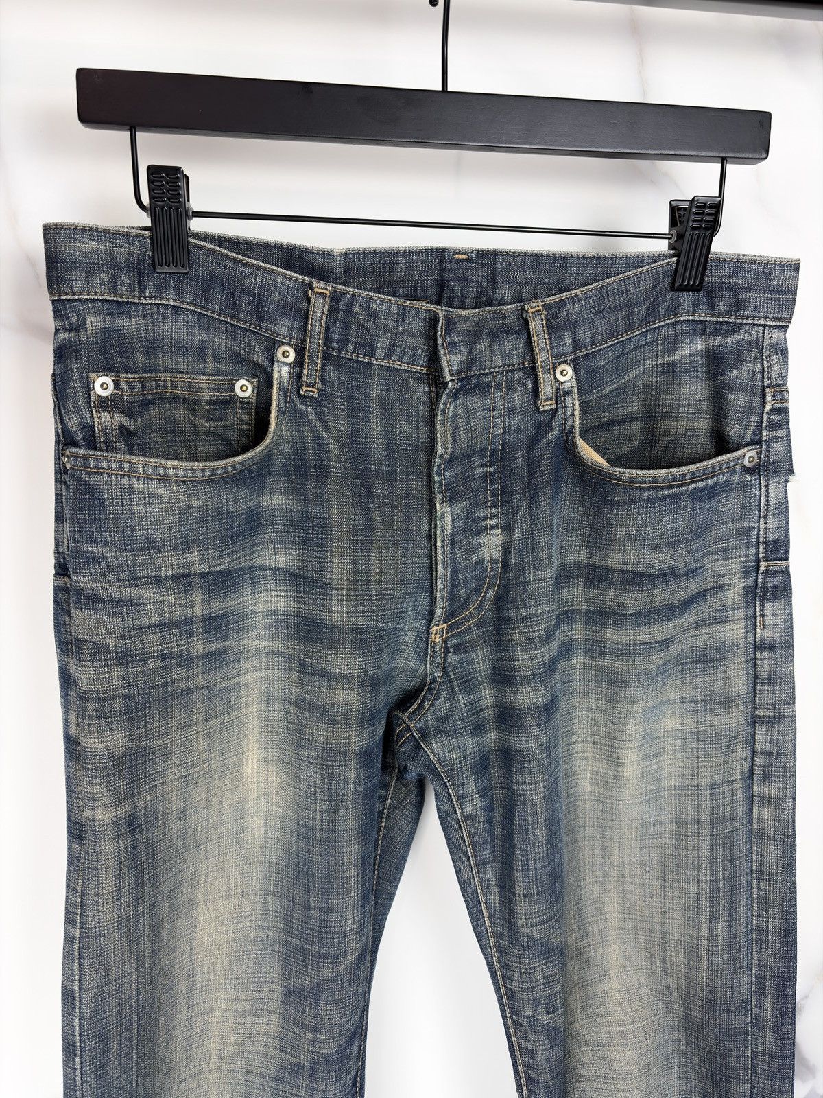 Dior × Hedi Slimane SS05 Dior Homme Beck Glitter Wax Coated Whisker Denim Jeans Size US 30 / EU 46 - 3 Thumbnail