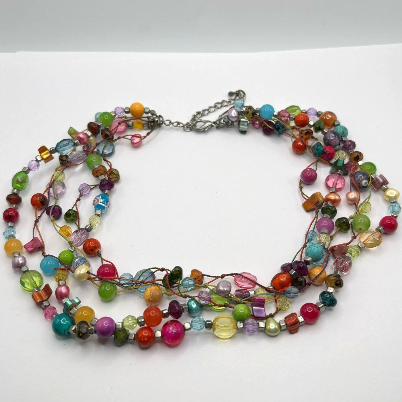 Other Blue & Green Beaded Layered Necklace (SIZE) Size ONE SIZE - 4 Thumbnail