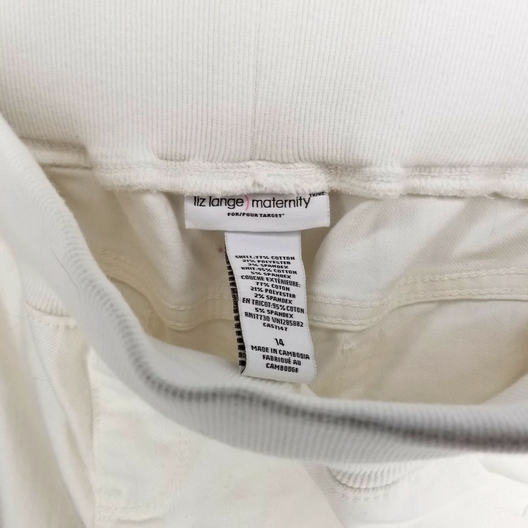Vintage Liz Lange Jeans Maternity White Elastic Waist Size 14 Womens Straight Jeans Size 36" / US 14 / IT 50 - 3 Thumbnail