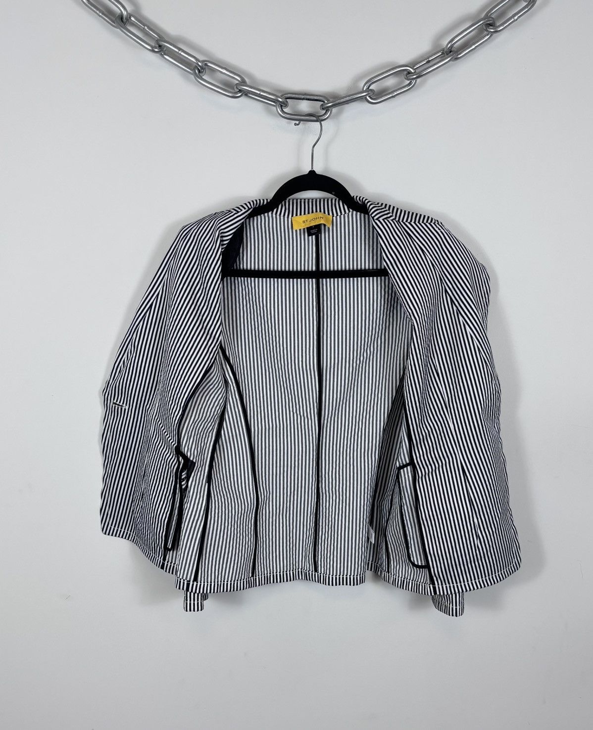 St. John St. John Women’s White/Black Striped Blazer Jacket Size S / US 4 / IT 40 - 11 Thumbnail