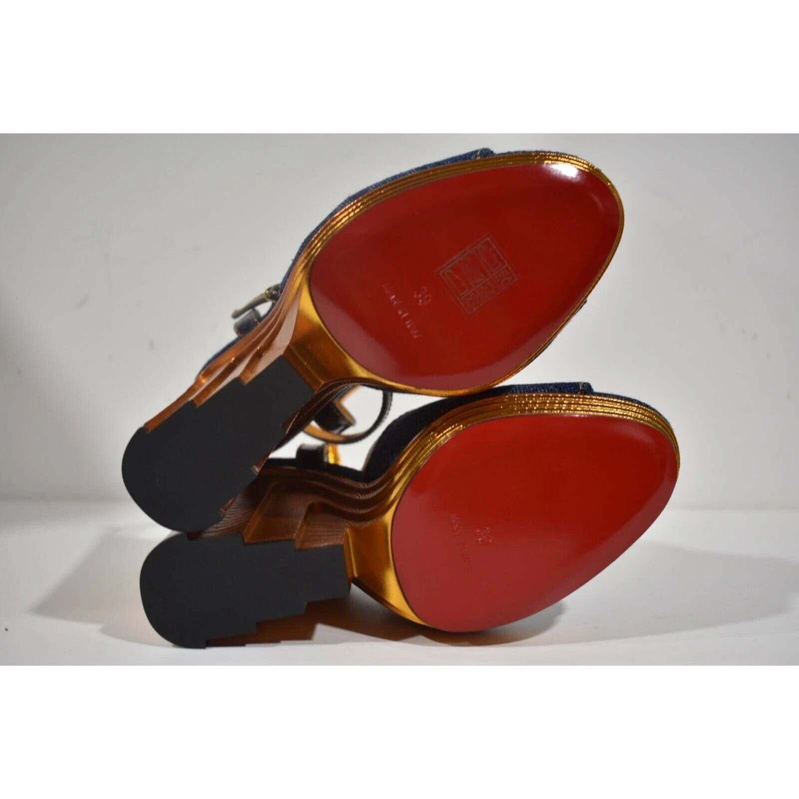 Christian Louboutin Mira Colunata 120 Denim Platform Wedge Sandal Heel Pump 39 Size US 9 / IT 39 - 12 Thumbnail