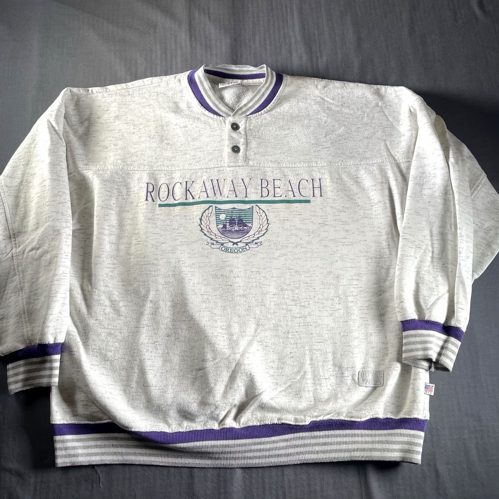 Vintage VINTAGE Rockaway Beach Pullover Sweatshirt Men XL Gray USA Ramones Punk Contrast Shirt Size US XL / EU 56 / 4 - 5 Thumbnail
