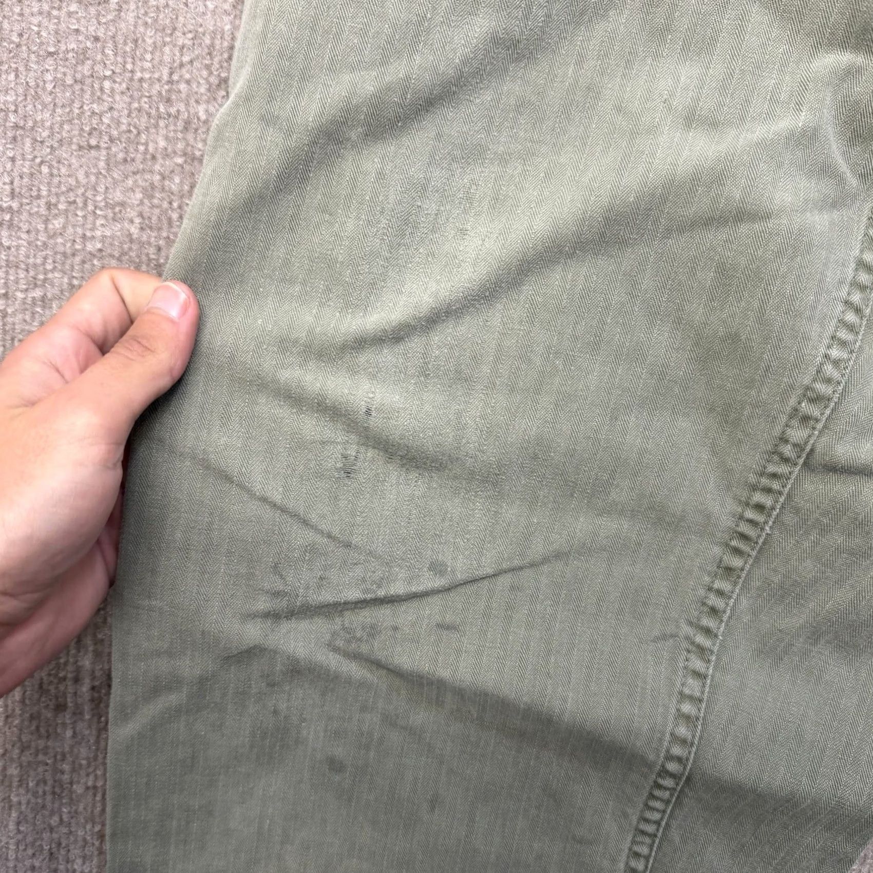Vintage HBT Cotton Pants Men’s 30x30 Us Army Vintage 40s Military Modified Repaired Cargo Pants Green 30 Inseam 30 Size US 30 / EU 46 - 5 Thumbnail