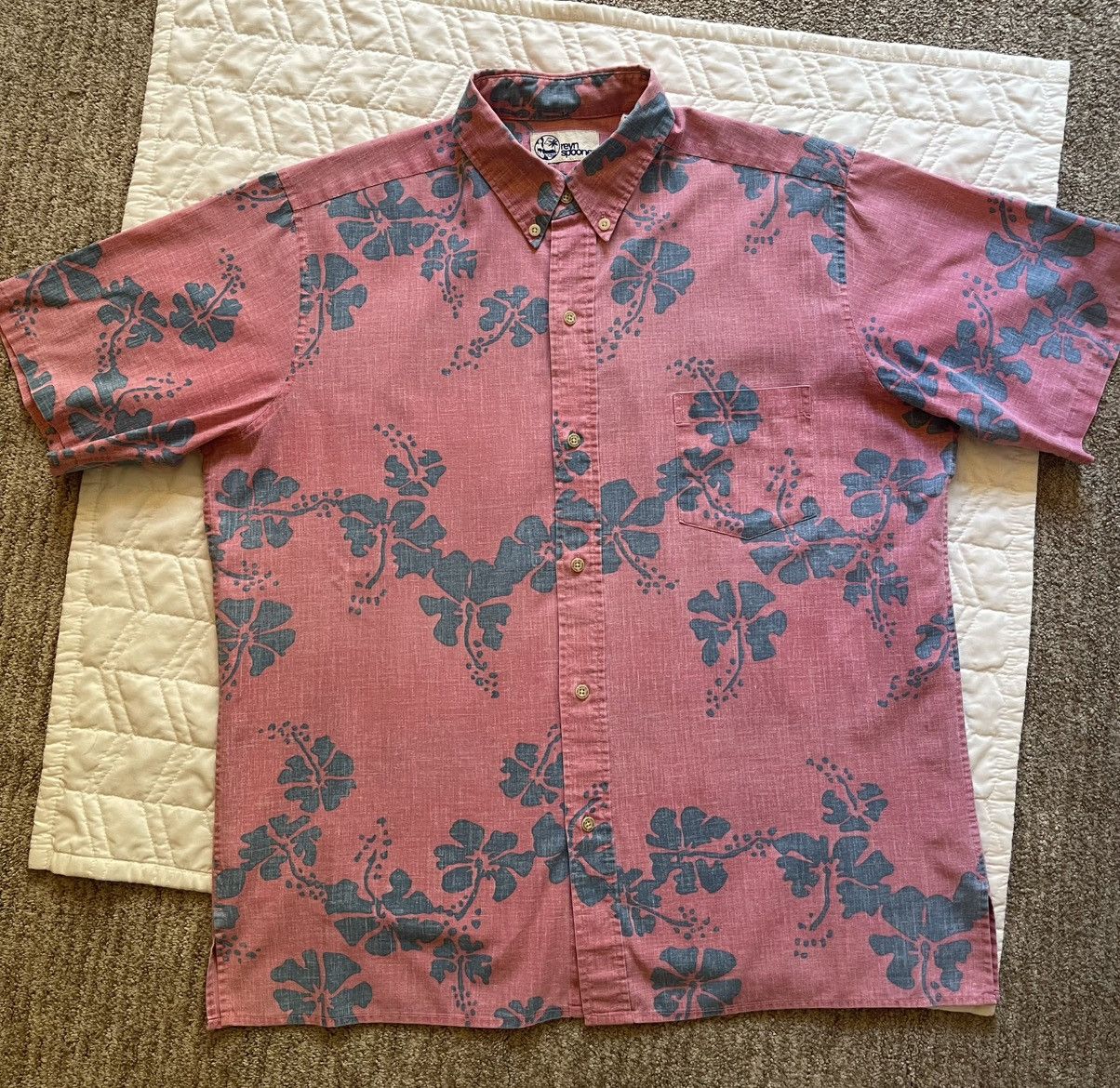 REYN SPOONER HAWAIIAN ALOHA SHIRT VINTAGE LARGE PINK
