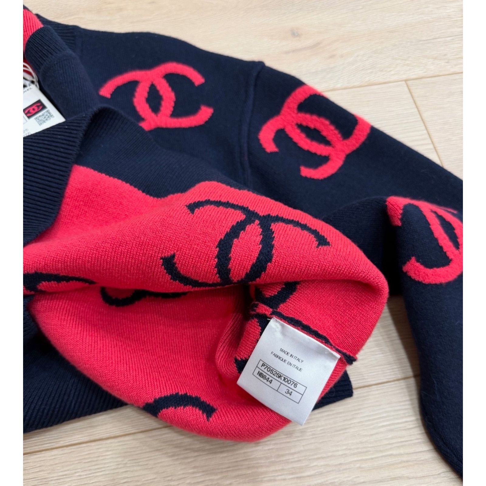 Chanel Chanel 21P Navy Pink CC Logo Cashmere Jumper Sweater 34 Size XS / US 0-2 / IT 36-38 - 16 Thumbnail