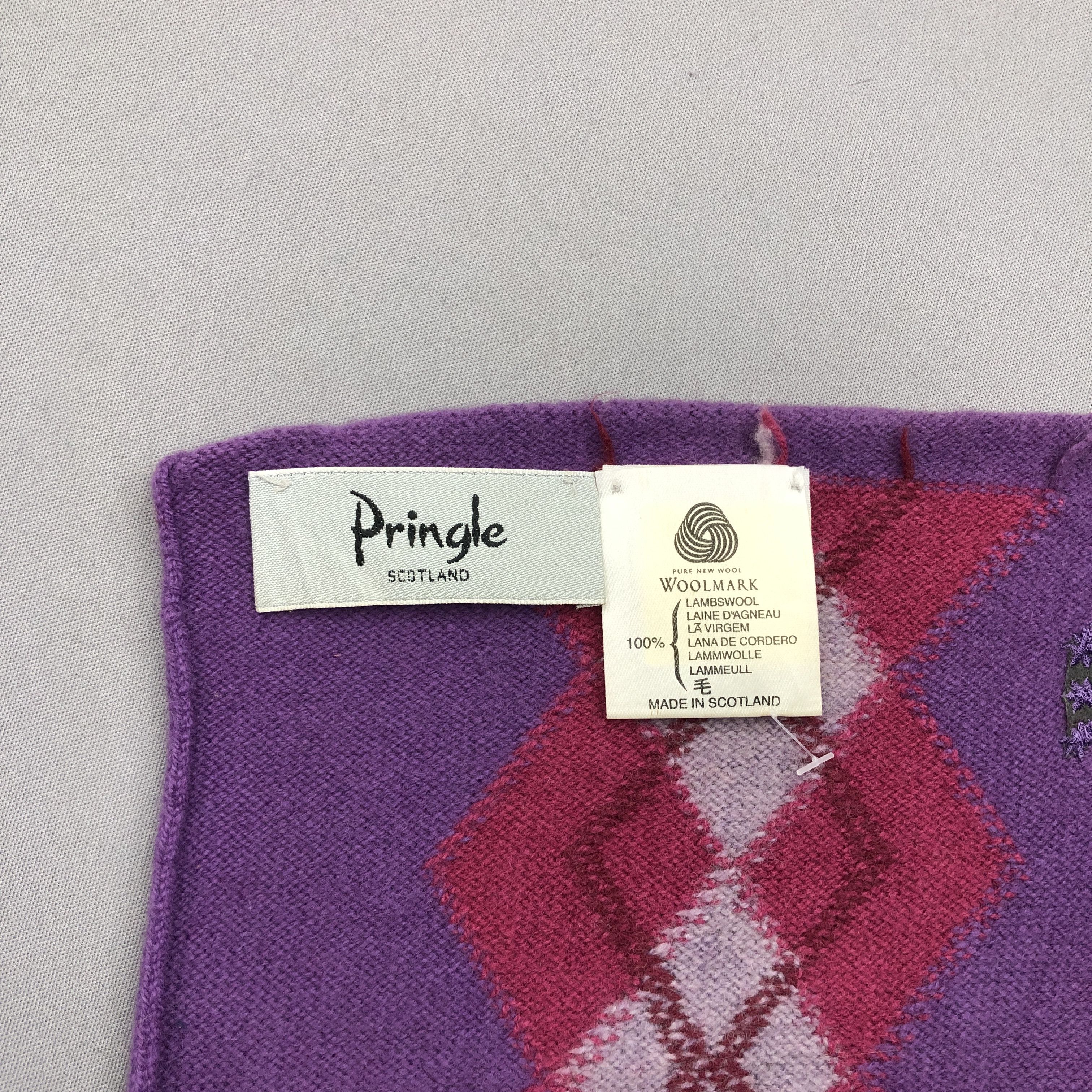Pringle Of Scotland Vintage Pringle Scarf Ribbed Knit Argyle Wool Scarves Size ONE SIZE - 5 Thumbnail