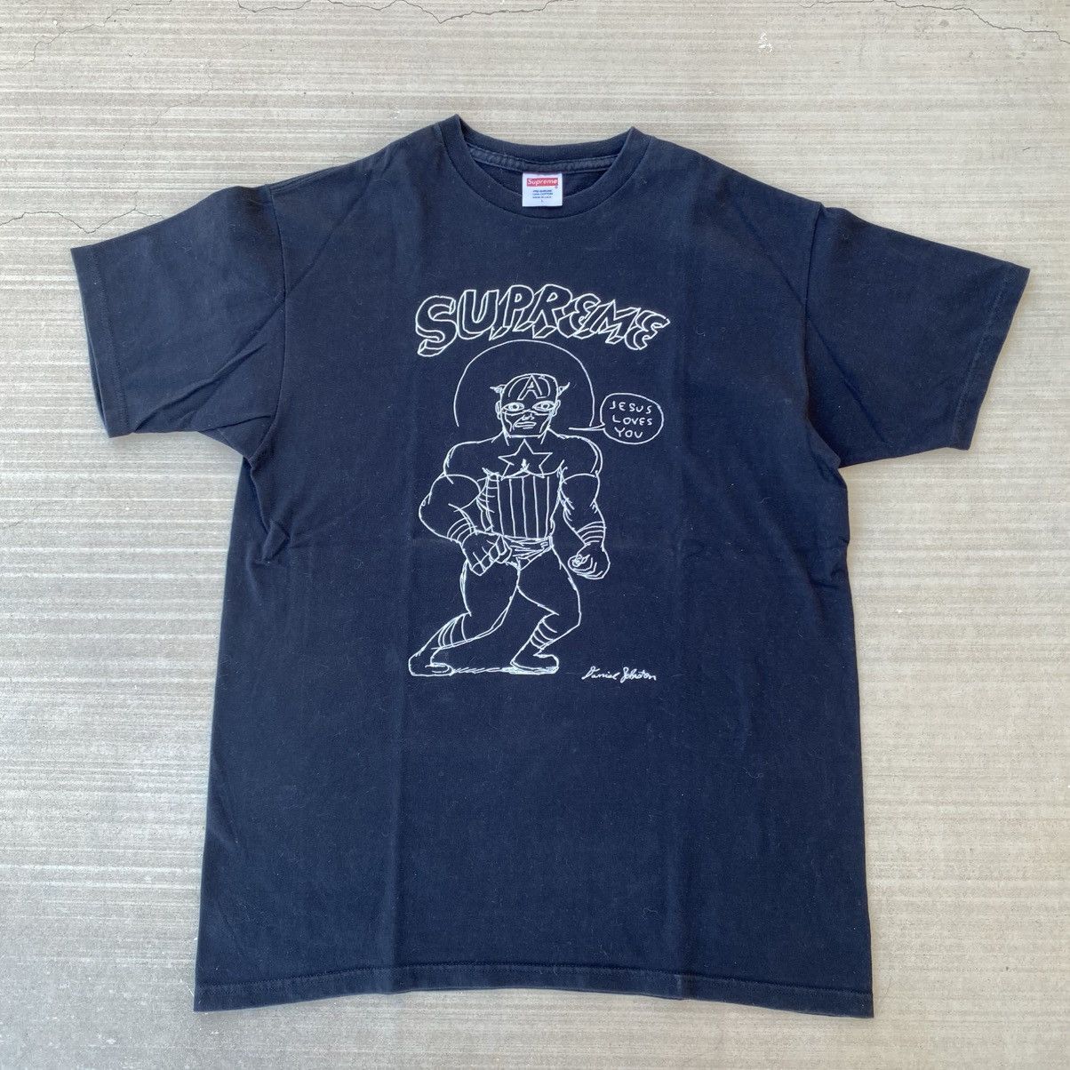 Supreme Supreme Daniel Johnston Captain America T-Shirt Black 2012 Size US L / EU 52-54 / 3 - 6 Thumbnail