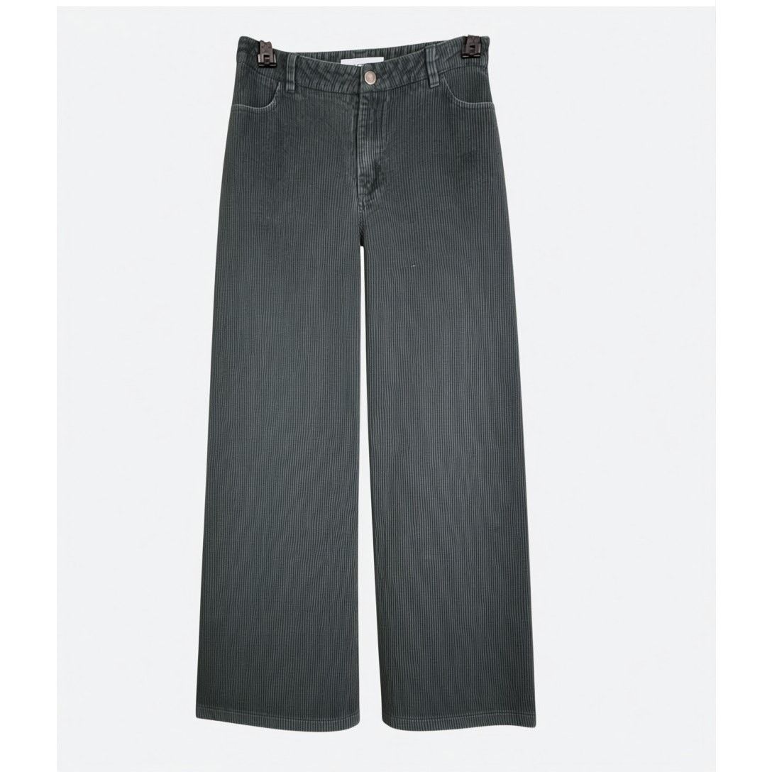 Rsq RSQ Women's 25 Grey Green Wide Leg Cotton Corduroy Pants Size 25" / US 0 / IT 36 - 1 Thumbnail