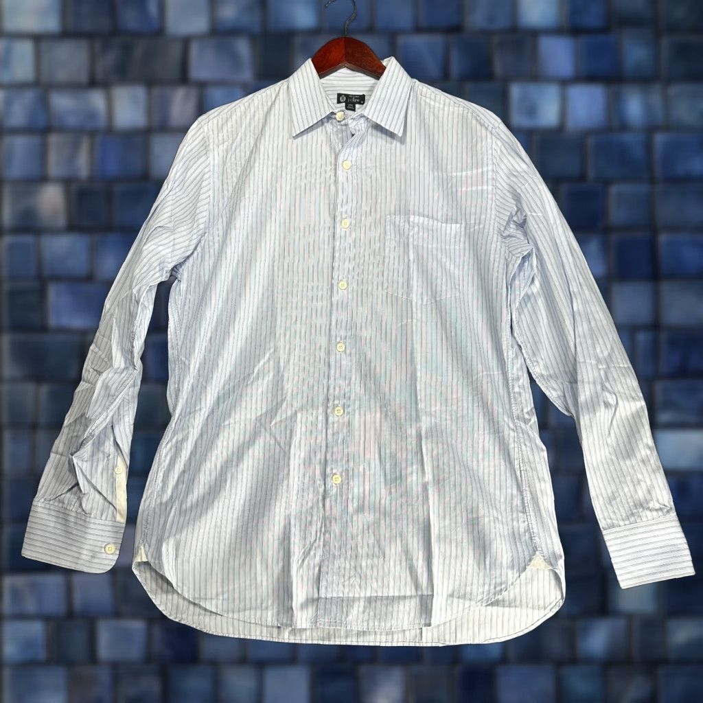 J.Crew J.CREW Shirt Mens M 120's 2 Ply Cotton Blue Stripe Pocket Button Up Long Sleeve Size US M / EU 48-50 / 2 - 1 Thumbnail