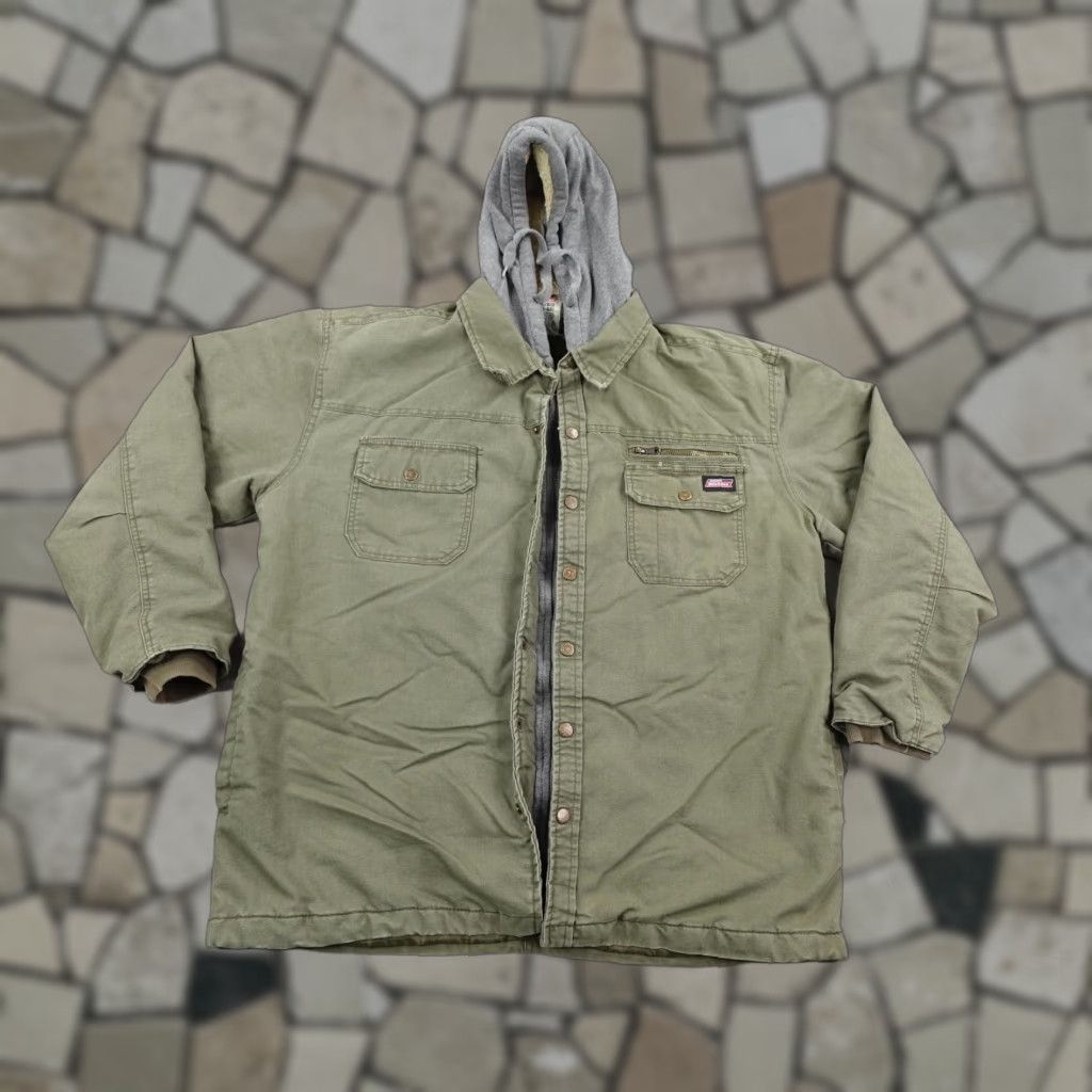 Dickies Dickies Jacket Mens XL Green Sherpa Quilted Lined Insulated Hoodie Work Coat Jacket Size US XL / EU 56 / 4 - 1 Thumbnail