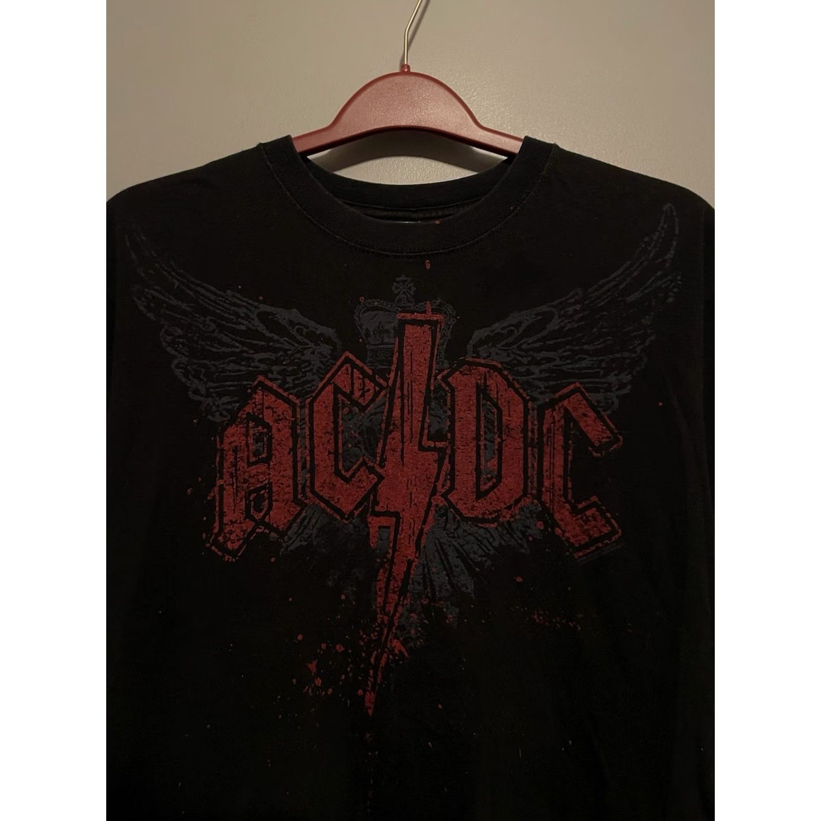 Vintage VINTAGE AC/DC Mens T-Shirt Black Red Wings Merch L (B454) Size US L / EU 52-54 / 3 - 2 Thumbnail