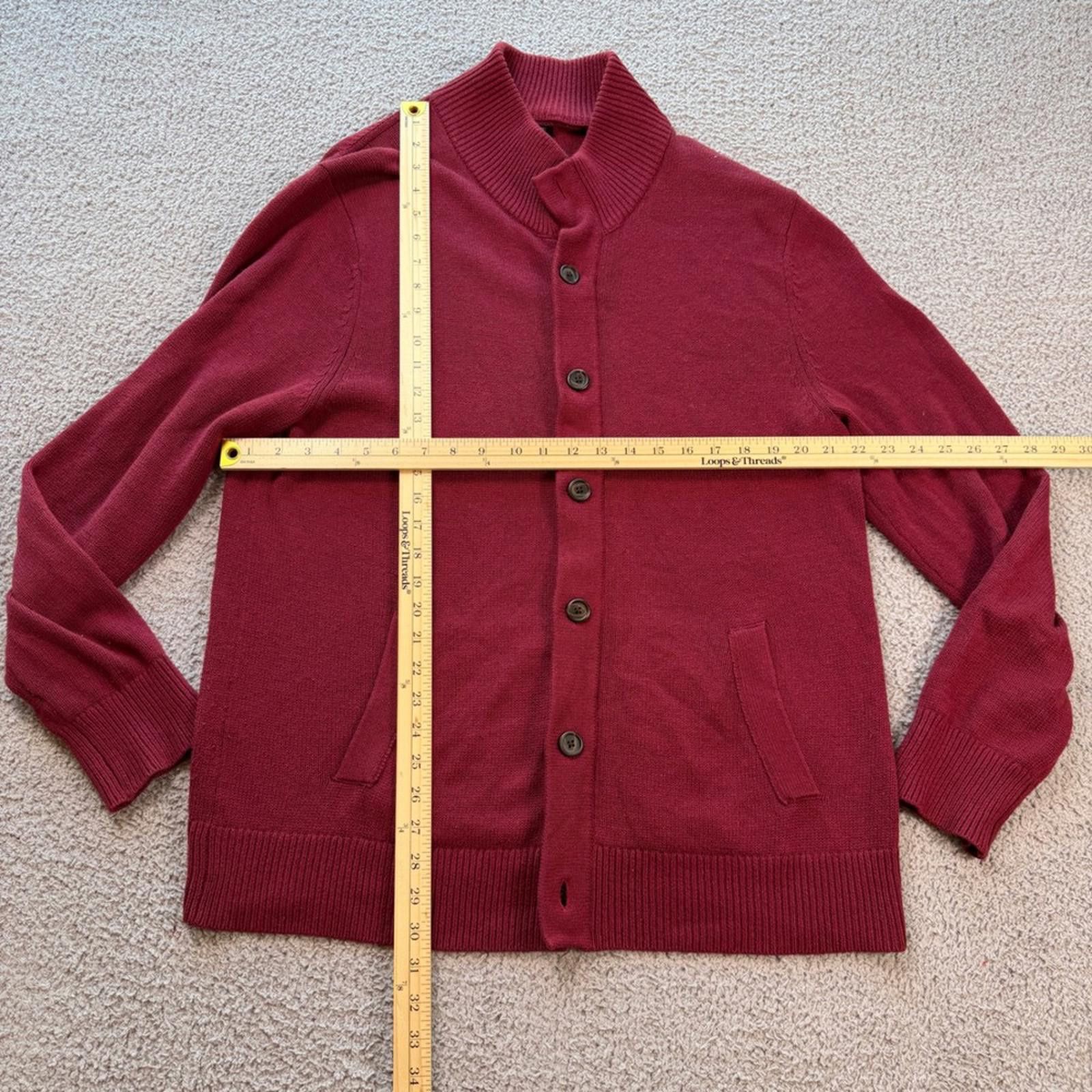 Banana Republic Banana Republic Mens Cardigan Sweater L Burgundy Shawl Size US L / EU 52-54 / 3 - 2 Thumbnail