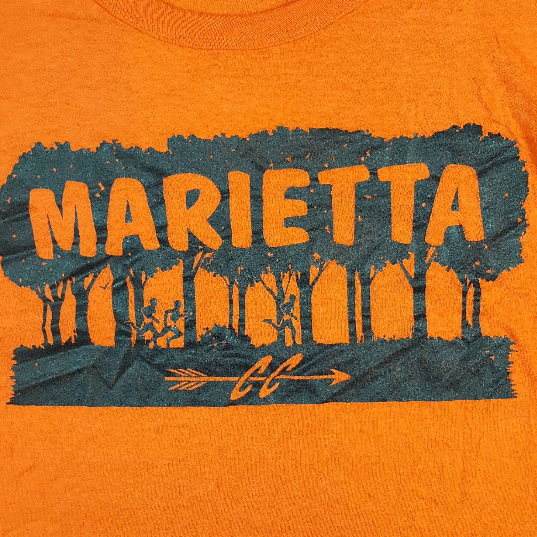 Vintage VINTAGE Russell Cross Country Running Tee Shirt Men L Orange 80s 90s University Sports Embroidered Logo T-Shirt Size US L / EU 52-54 / 3 - 3 Thumbnail
