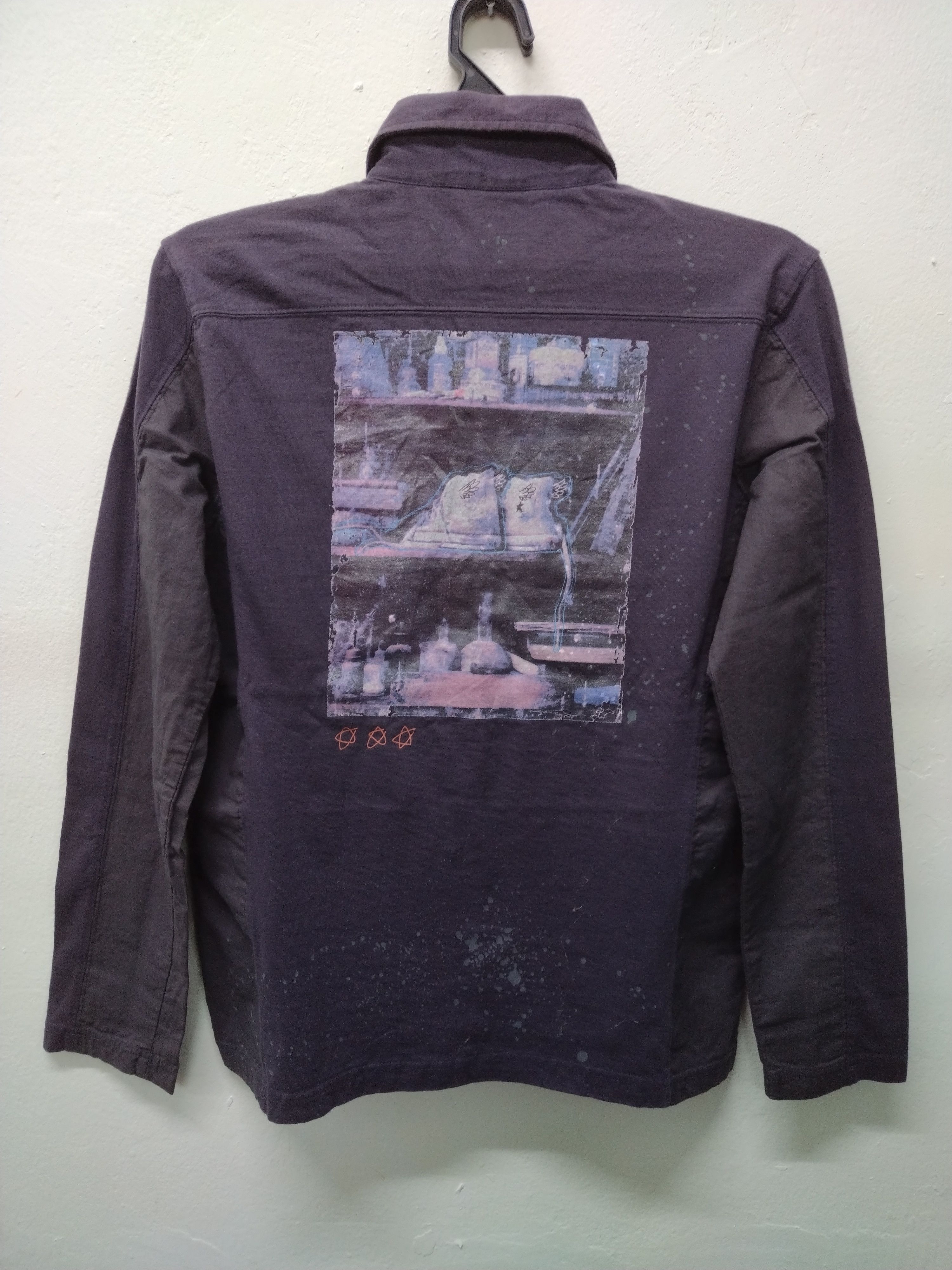 image of Awesome Converse Splash Paint Design Button Up Long Sleeve, Men's (Size Medium)