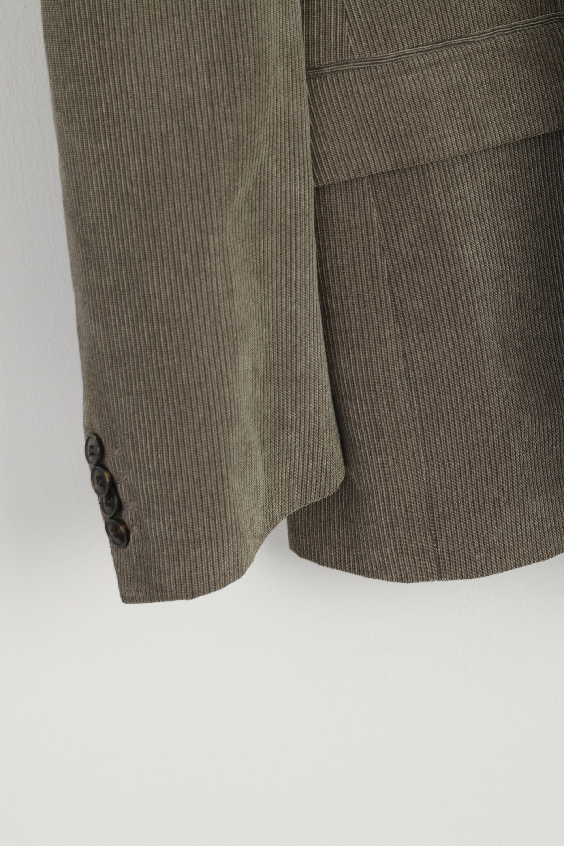 Vintage Renato Cavalli Men 54 44 Blazer Gray Striped 0511 Size 44R - 3 Thumbnail