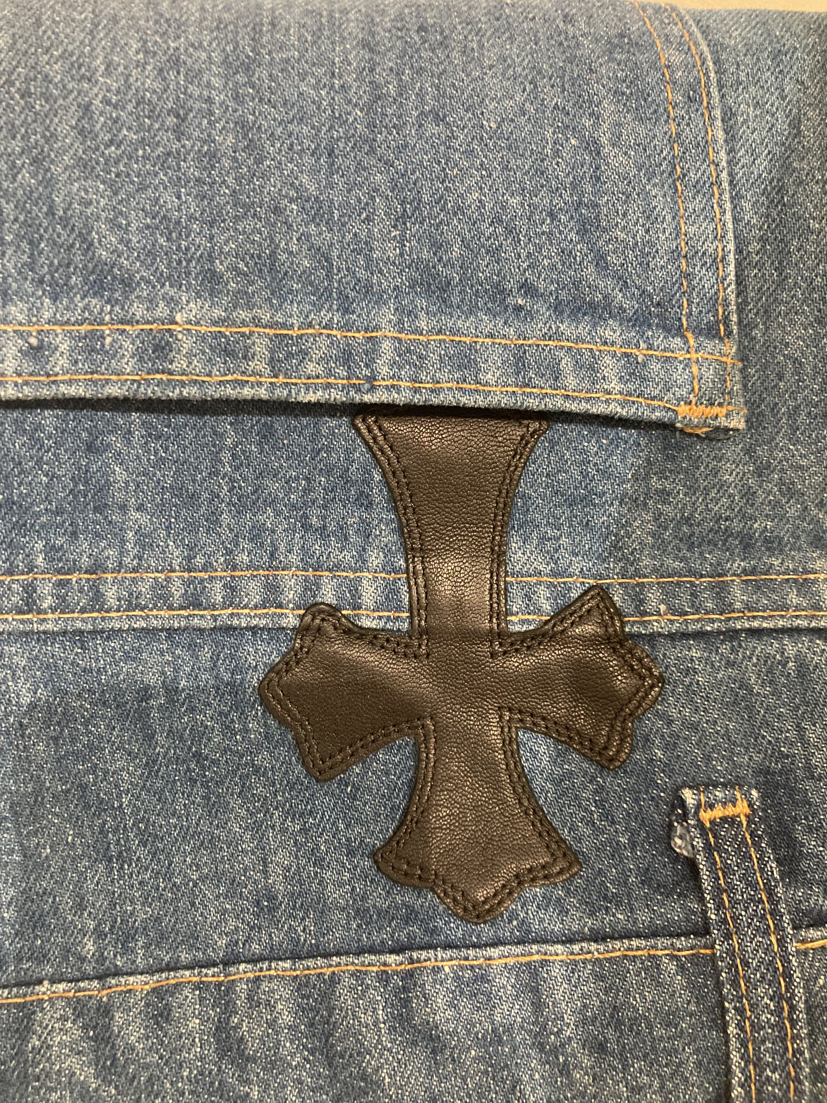 Chrome Hearts Chrome Hearts Levi's 517 Blue Cross Leather Patch Jeans Size 29" - 8 Thumbnail