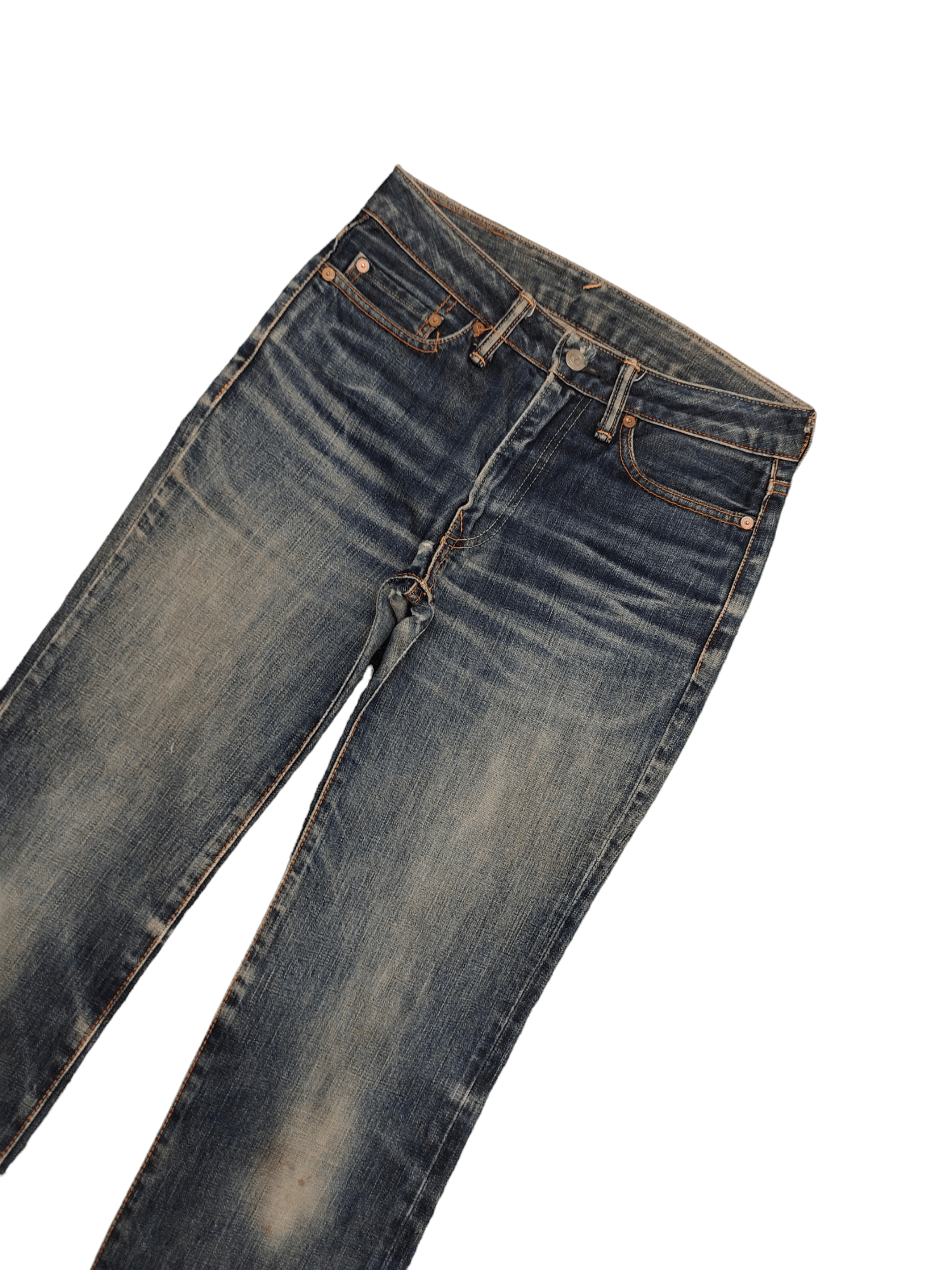 Kapital Vintage 90s 45rpm Clawmark Distress Faded Long Denim Jeans Size US 28 / EU 44 - 5 Thumbnail