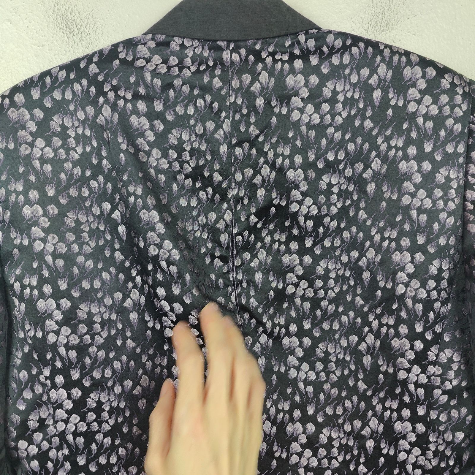John Varvatos John Varvatos Silk Blazer Mens 44 Black Purple Micro Floral Size 44R - 5 Thumbnail