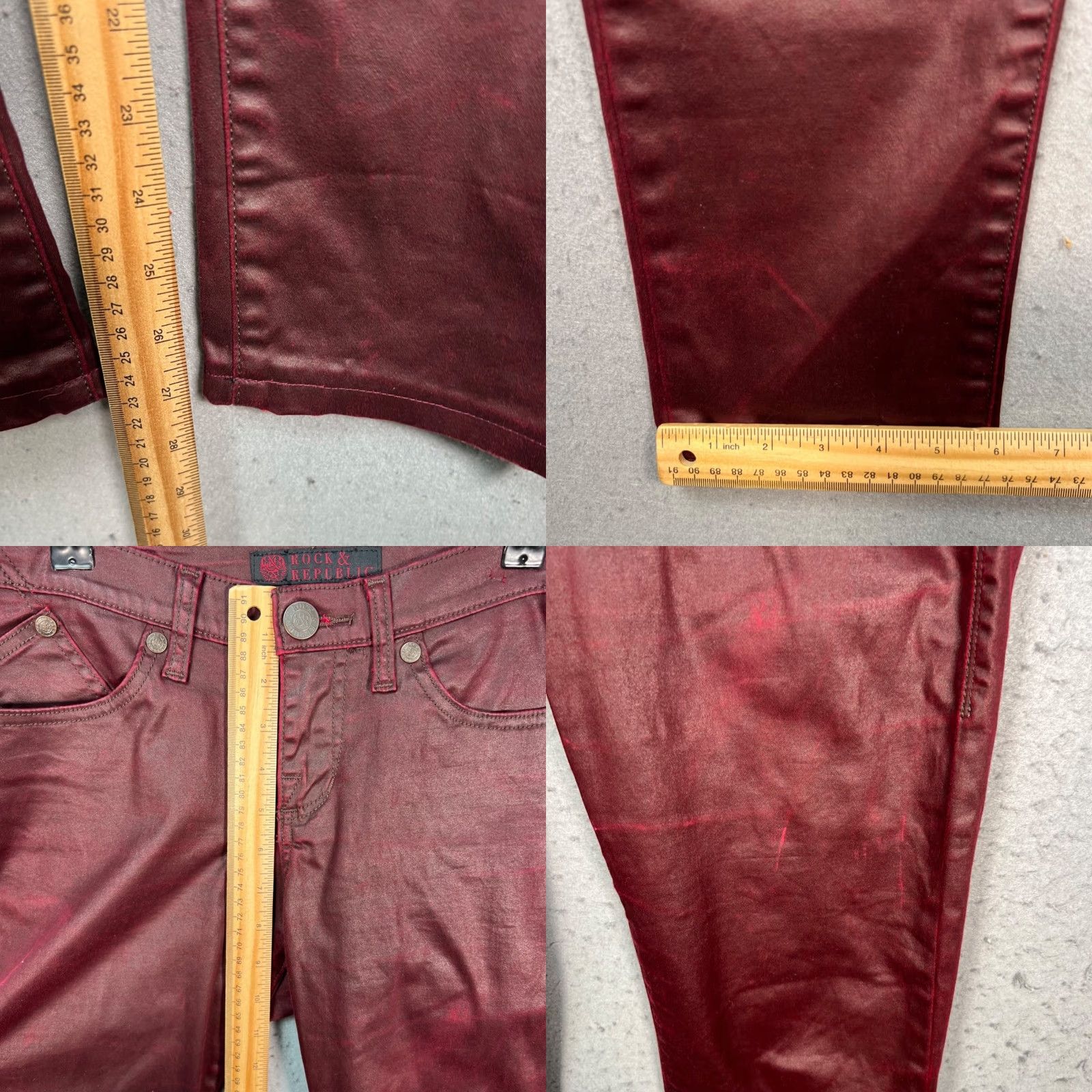 Vintage VINTAGE Rock & Republic Womens Jeans Slim 8 Burgundy Coated Mid 5-Pocket Denim Red Rock Womens Mens? Size 30" / US 8 / IT 44 - 8 Thumbnail