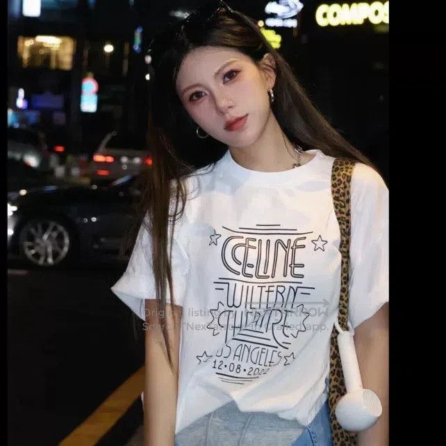 Japanese Brand CELINE Letter Print Short-Sleeve T-Shirt. Size US M / EU 48-50 / 2 - 7 Thumbnail
