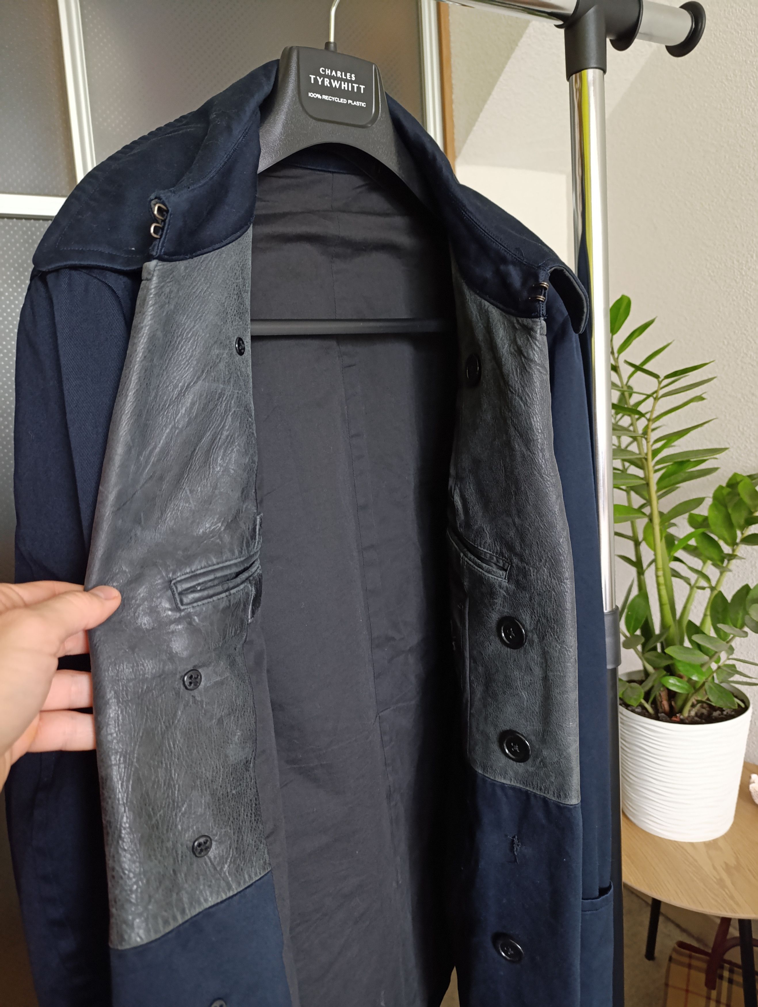 Yohji Yamamoto YOHJI YAMAMOTO Y'S MENS LEATHER SWITCHING COLOR DOUBLE COAT Size US XL / EU 56 / 4 - 12 Thumbnail