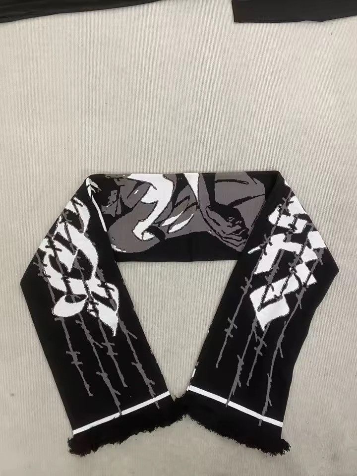 Japanese Brand Anime Cartoon Double Sided Y2k Printed Scarf Size ONE SIZE - 3 Thumbnail