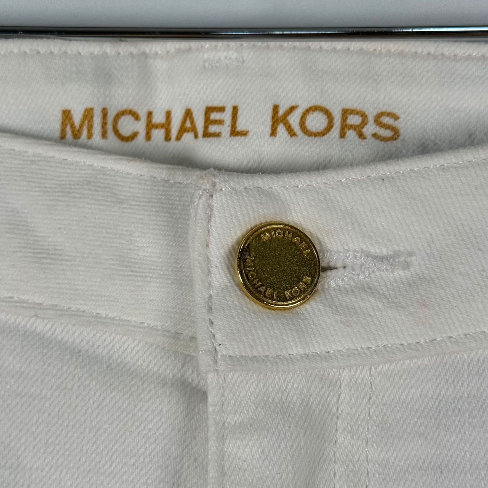 Michael Kors Michael Kors Izzy Skinny Jeans 8 White Gold Hardware Designer JS69CCYTK6 Coastal Size 30" / US 8 / IT 44 - 3 Thumbnail
