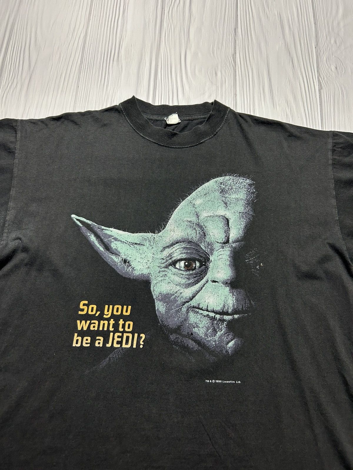 RARE Vintage 1996 Yoda Want to Be Jedi Star Wars T-Shirt