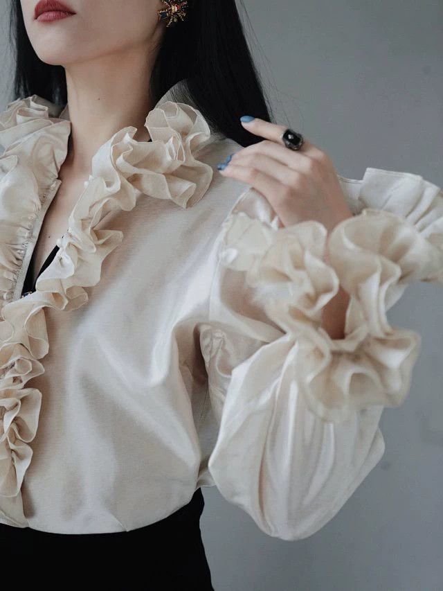 Other Koukou Daio Vntg Vampire Ascetic Silk Bishop Ruffle Shirt Size M / US 6-8 / IT 42-44 - 3 Thumbnail