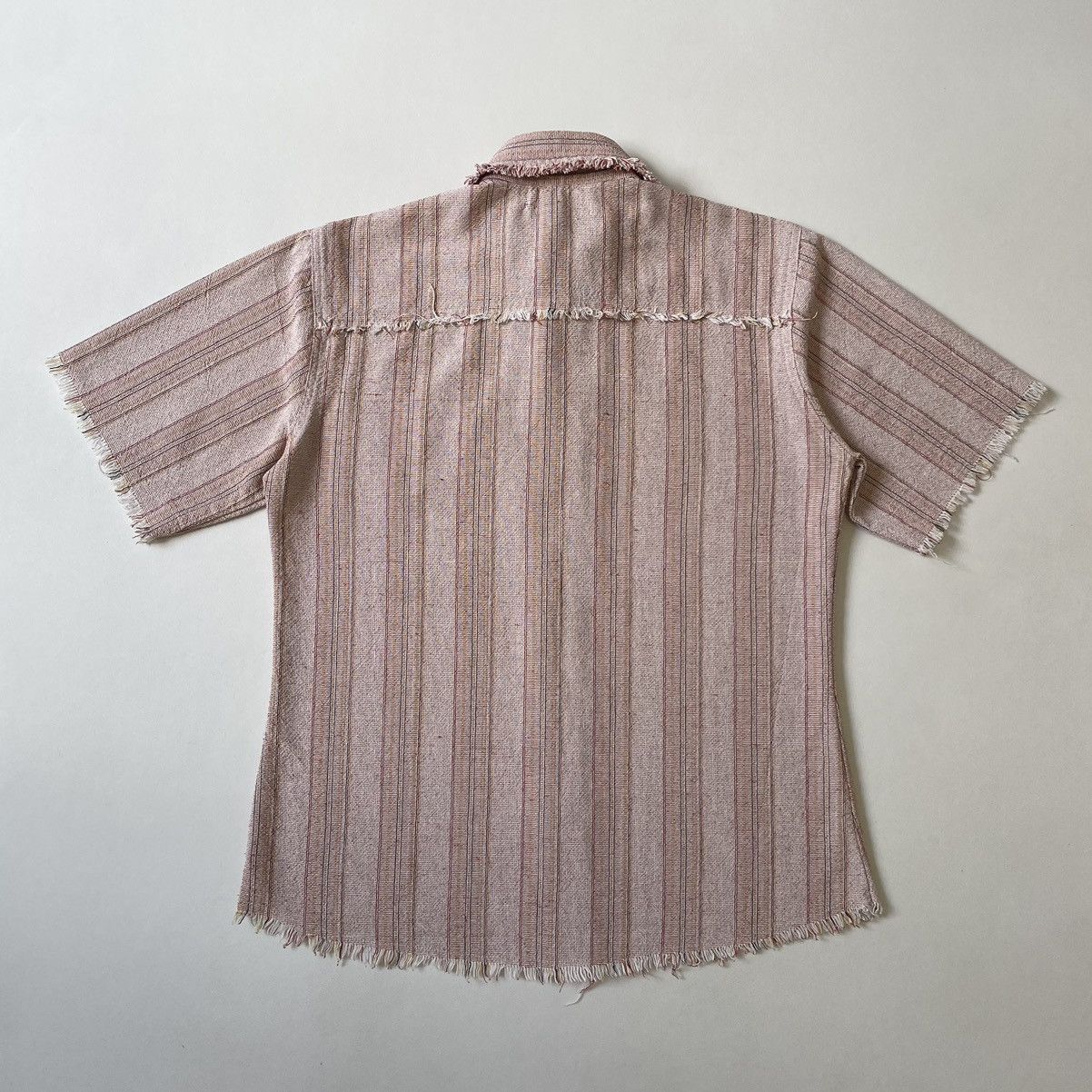 Giorgio Armani 1980s Sample Raw Edge Striped Linen Shirt Size US M / EU 48-50 / 2 - 13 Thumbnail