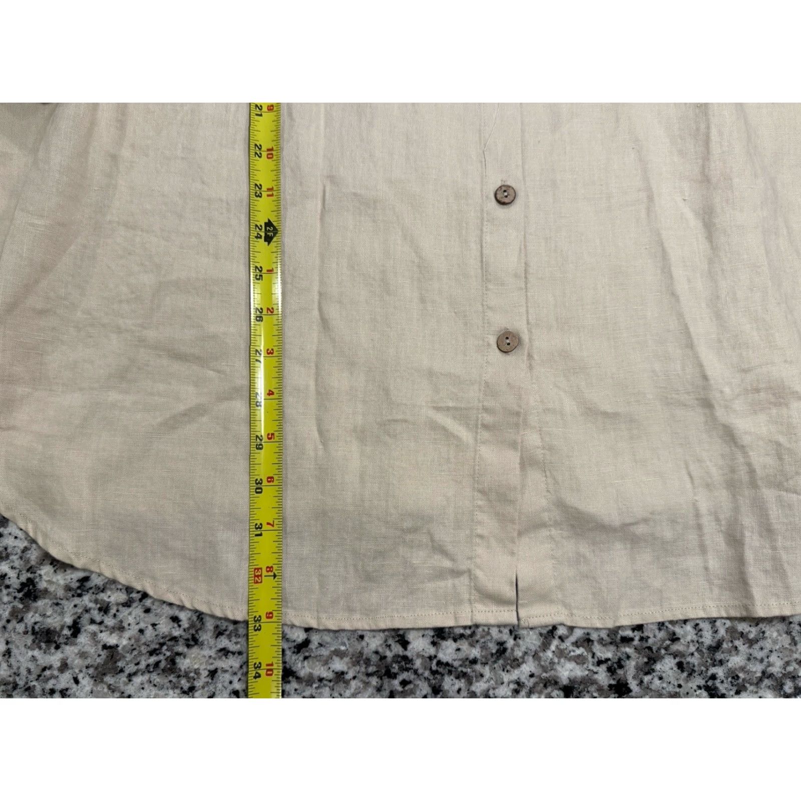 Soft Surroundings Soft Surroundings Blouse Adult 3X Beige Linen Button Up Collared Long Sleeve Women Size XXL / US 16-18 / IT 52-54 - 2 Thumbnail