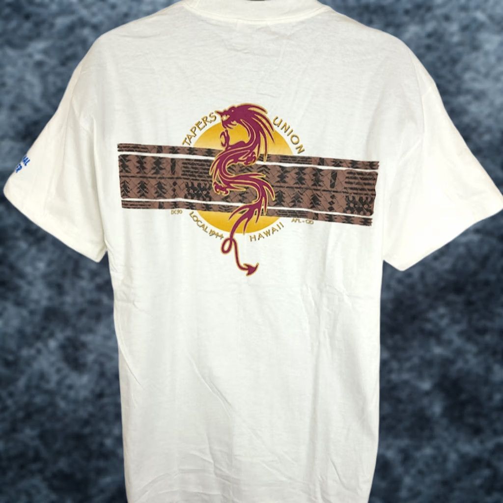 Hanes VINTAGE Hanes T Shirt Mens Size Large 90s Local 1944 Hawaii Dragon Hawaiian Short Sleeve Crew Neck Cotton White Graphic Print Size US L / EU 52-54 / 3 - 1 Thumbnail