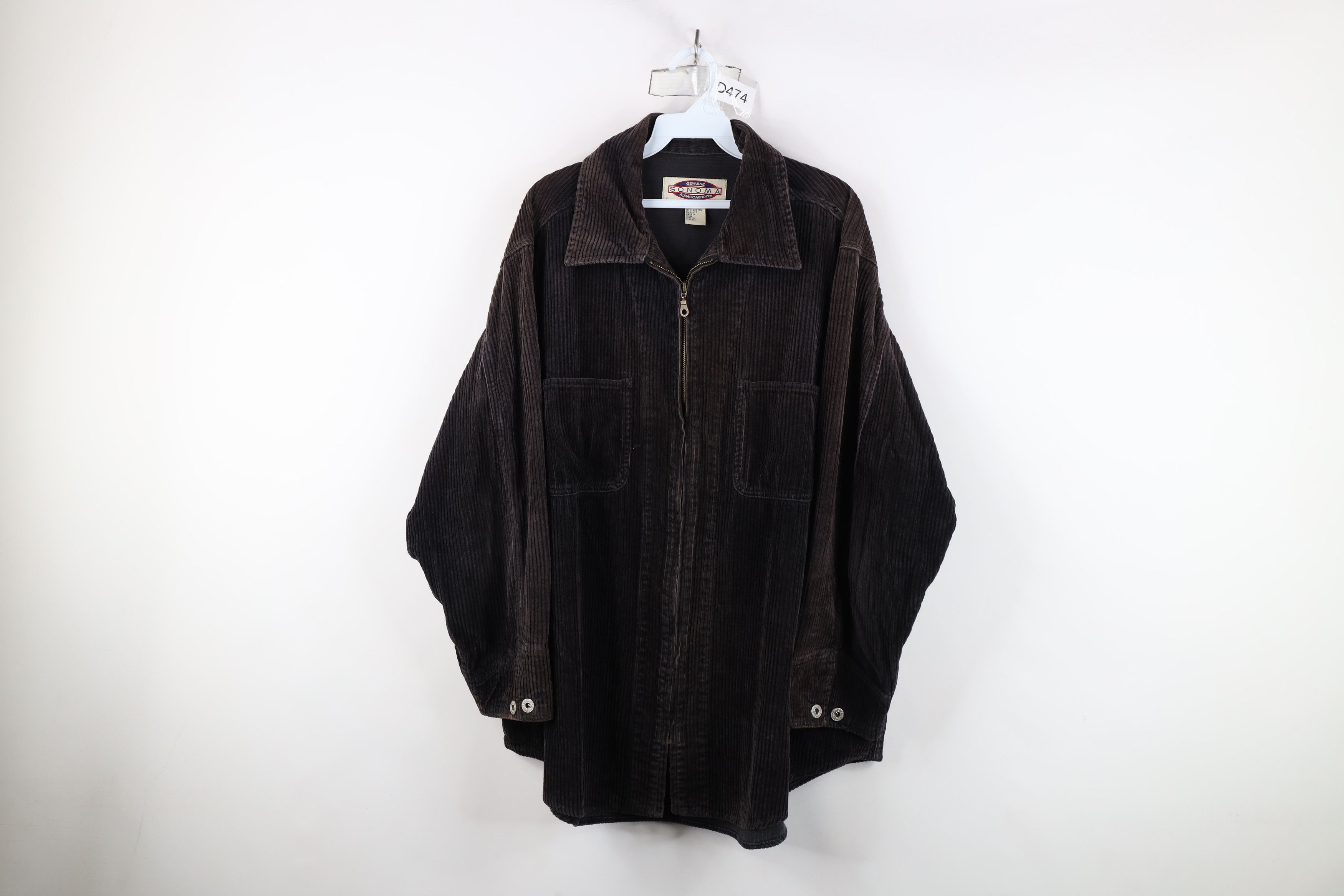 Vintage Vintage 90s Streetwear Full Zip Corduroy Shirt Jacket Black Size 3XL / US 20-22 - 1 Thumbnail