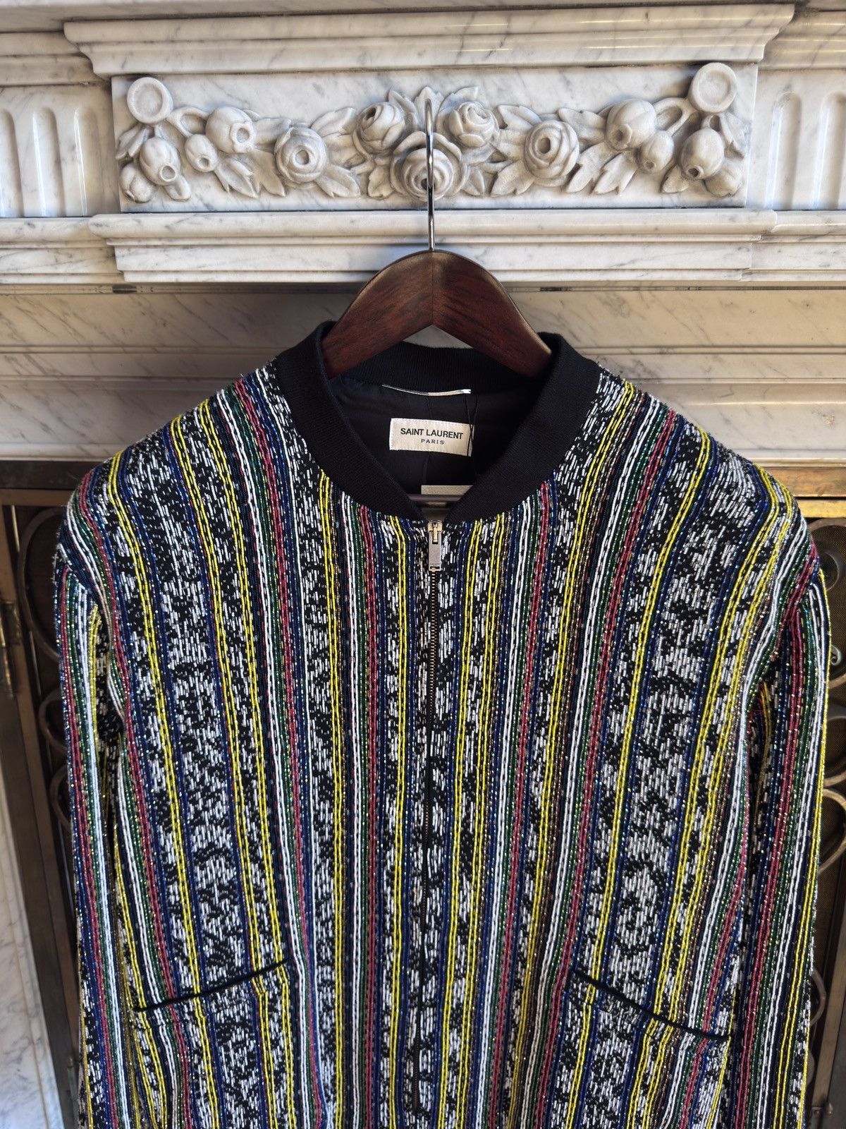 Saint Laurent Paris SS18 Embroidered Crystall Couture Bomber Jacket Size US L / EU 52-54 / 3 - 4 Thumbnail