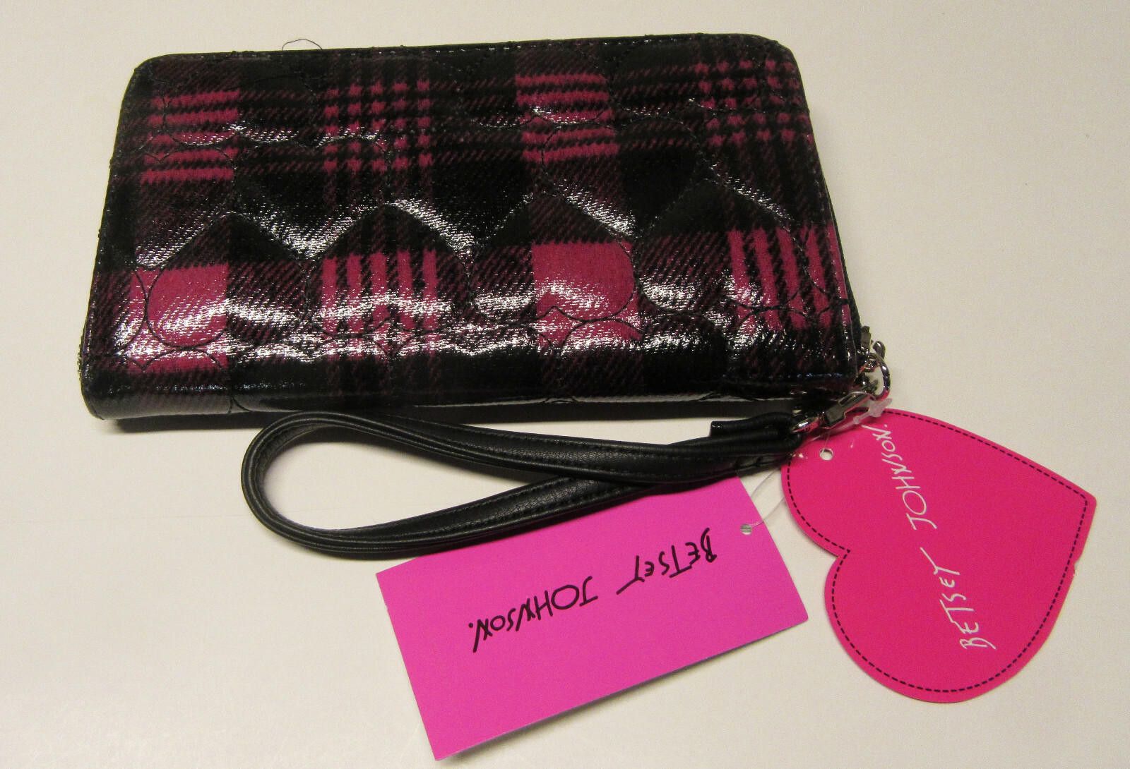 Designer Betsey Johnson Puffy Hearts Zip Around Wallet Plaid Size ONE SIZE - 2 Thumbnail