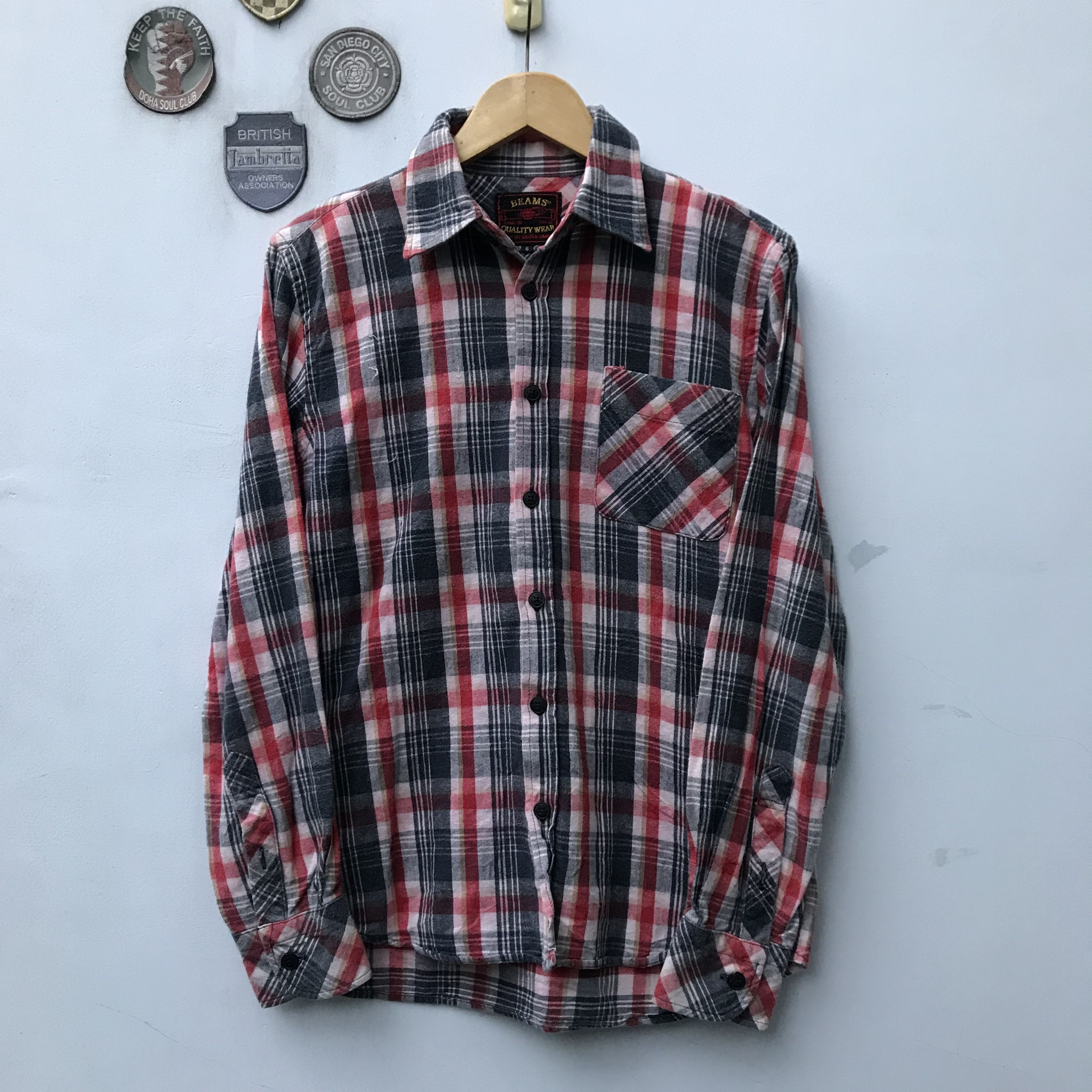 Beams Japan × Vintage Vintage Beams Heart Plaid Tartan Flannel Made in japan Size US S / EU 44-46 / 1 - 8 Thumbnail