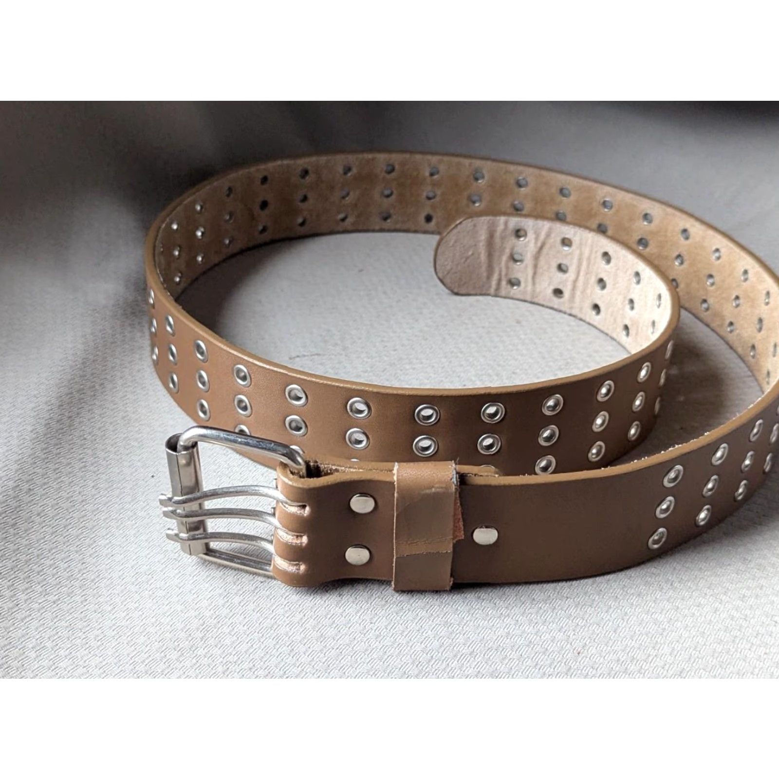 Vintage VINTAGE studded belt Men Brown leather 38 belt Studded Riveted Gothic Y2K 1990s Size 38 - 6 Thumbnail