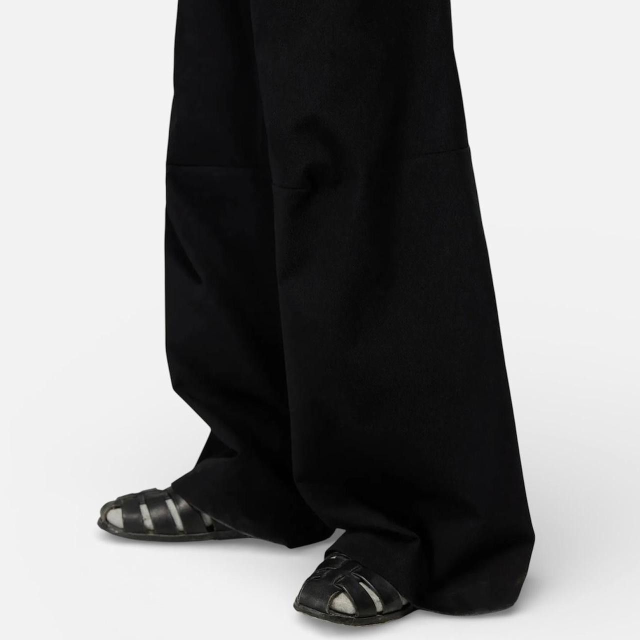 SIMPLE PROJECT Simple Project Black Wide-Leg Cotton Trousers + Darted Knees Size US 29 - 6 Thumbnail