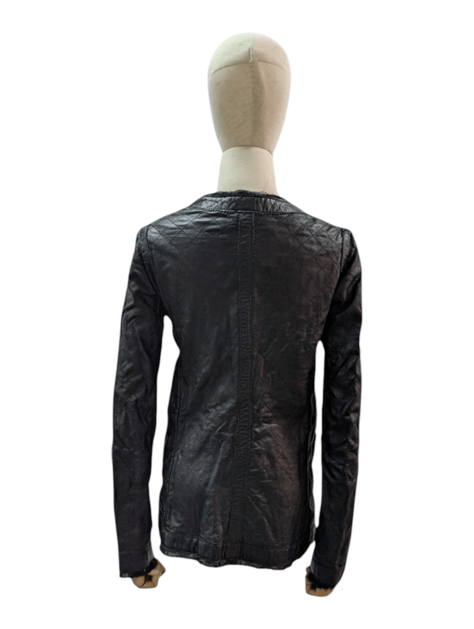 Dolce & Gabbana Black Quilted Leather Jacket With Raw Lace Trimmings Size S / US 4 / IT 40 - 2 Thumbnail