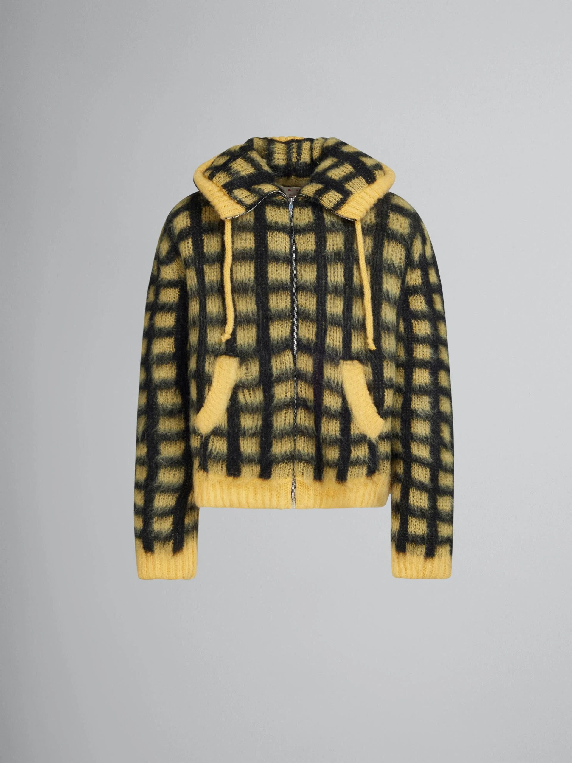 o1w1db10824 Checked Mohair-blend Cardigan in Yellow Black