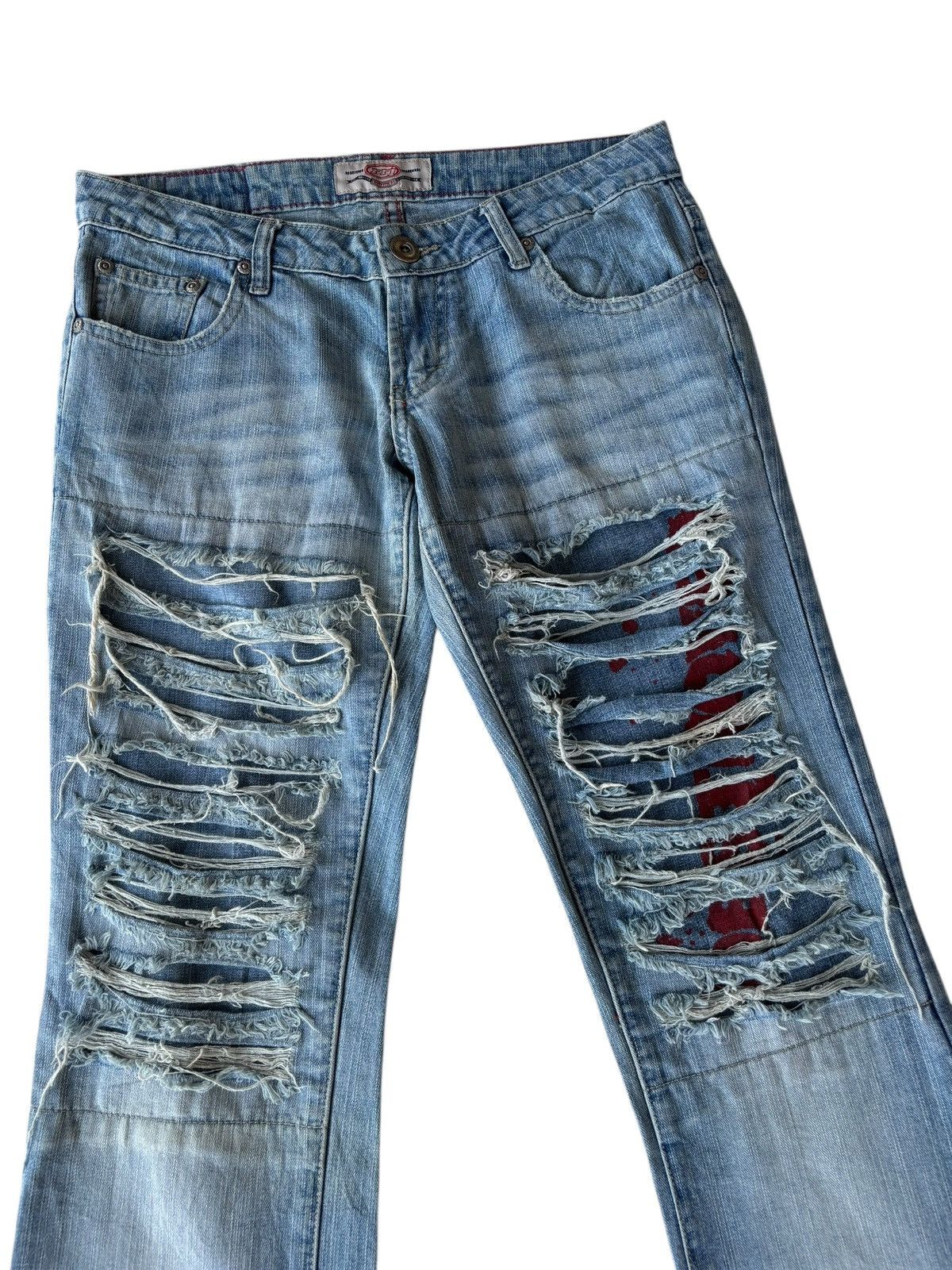 Japanese Brand VINTAGE FLARE JEANS DISTRESSED DENIM RRJ LOW RISE JEANS Size US 30 / EU 46 - 9 Thumbnail
