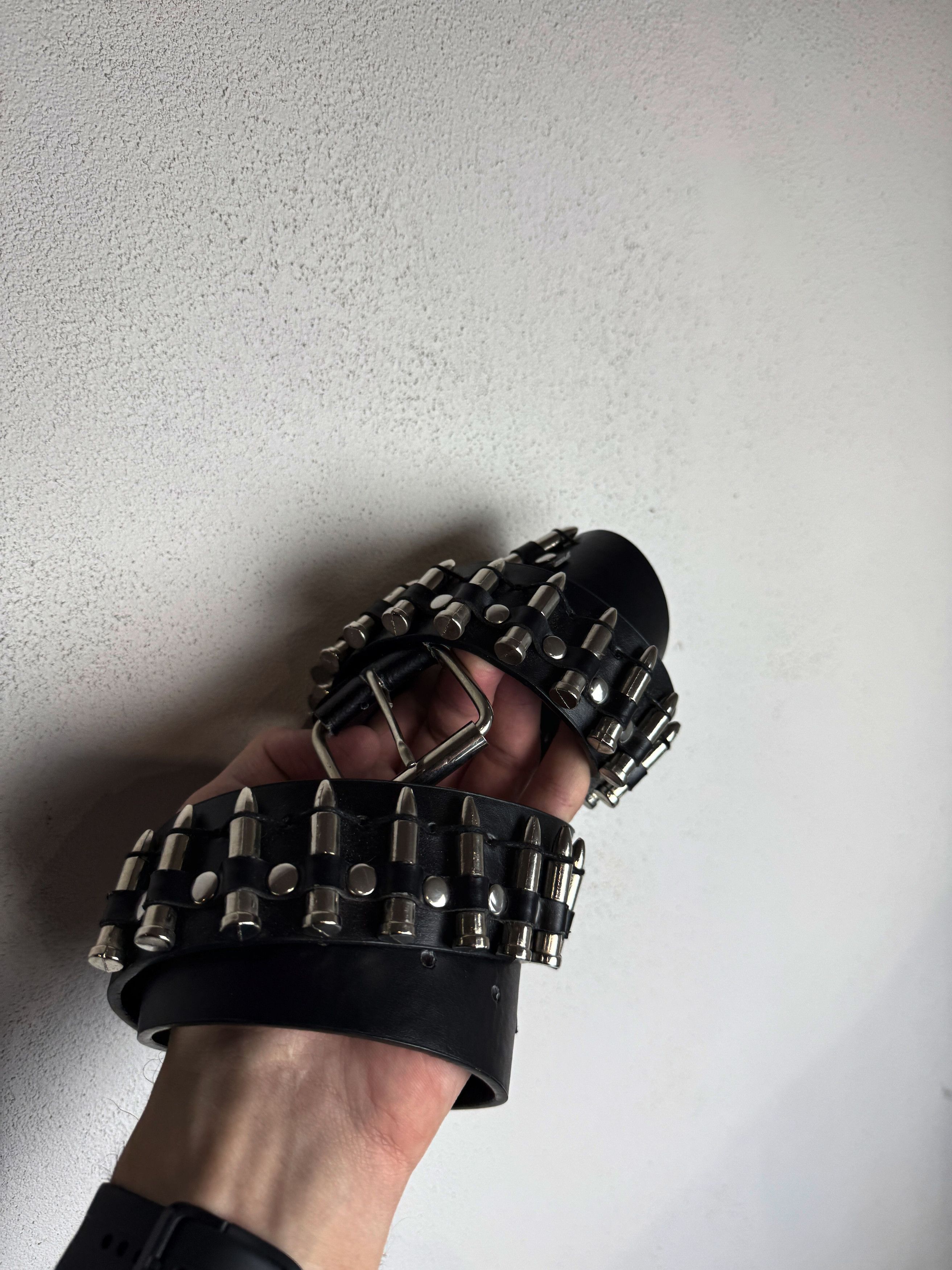 Hysteric Glamour Bullet Studded Leather Belt Punk Goth Heavy Metal Black Size ONE SIZE - 6 Thumbnail