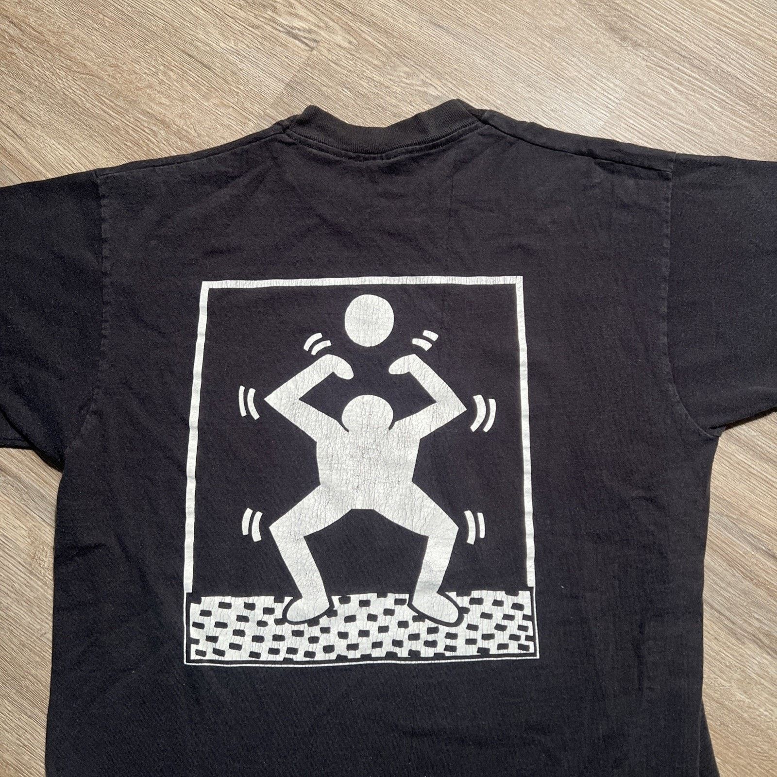 Fruit Of The Loom Vintage 80s NY Urban Volleyball Keith Haring Art T Shirt VTG Size US M / EU 48-50 / 2 - 2 Thumbnail
