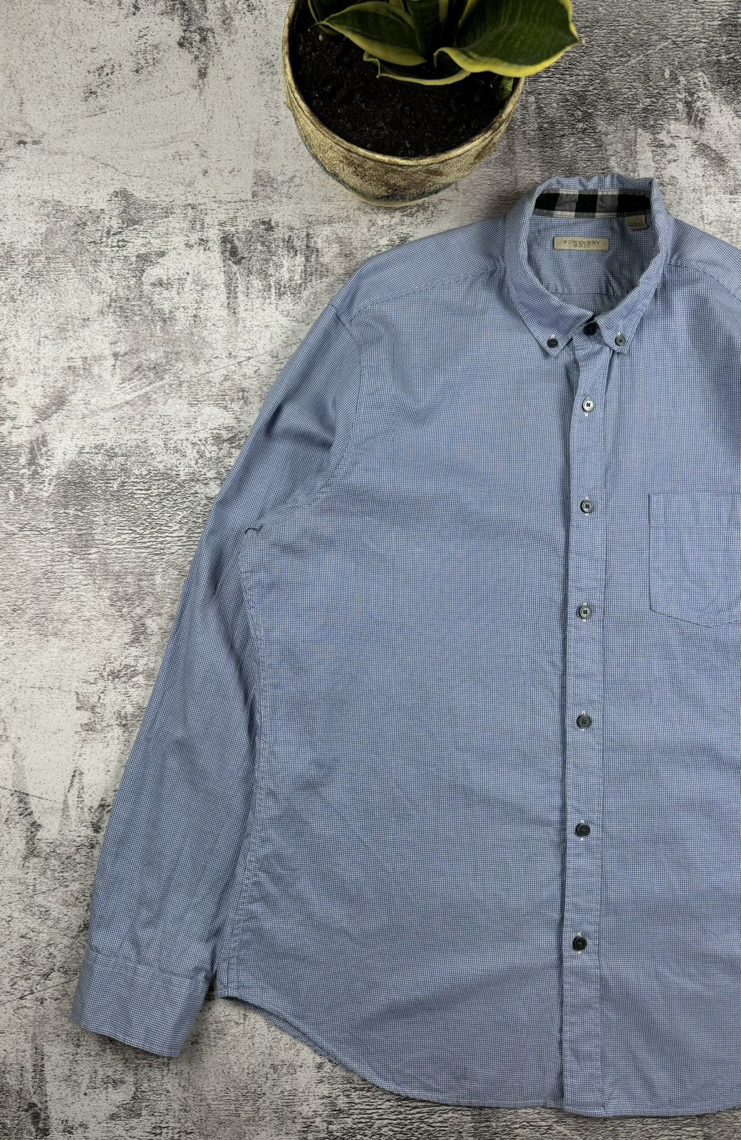 Burberry Burberry Brit London Nova Check Blue Basic Longsleeve Shirt Size US XL / EU 56 / 4 - 2 Thumbnail