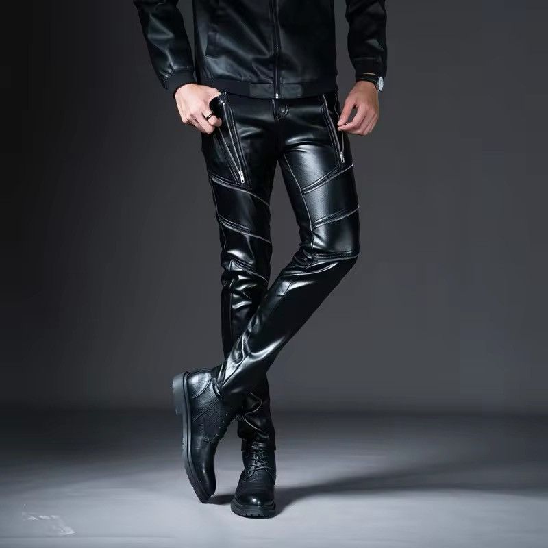 Japanese Brand × Vintage Motorcycle Biker Punk Gothic Faux Leather Pants Size US 32 / EU 48 - 3 Thumbnail